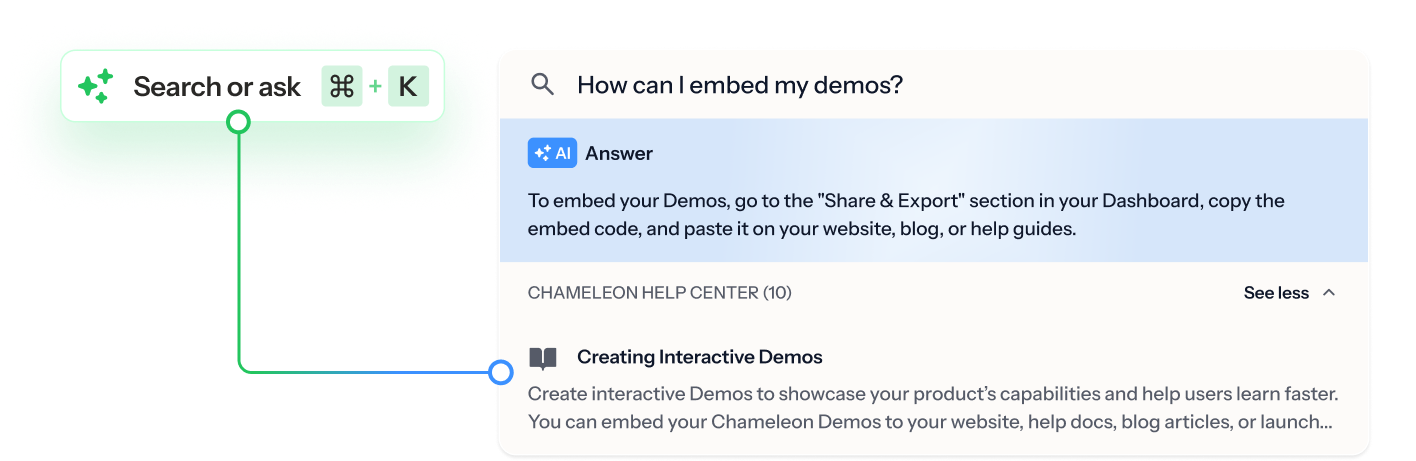 Command+K search with AI answers